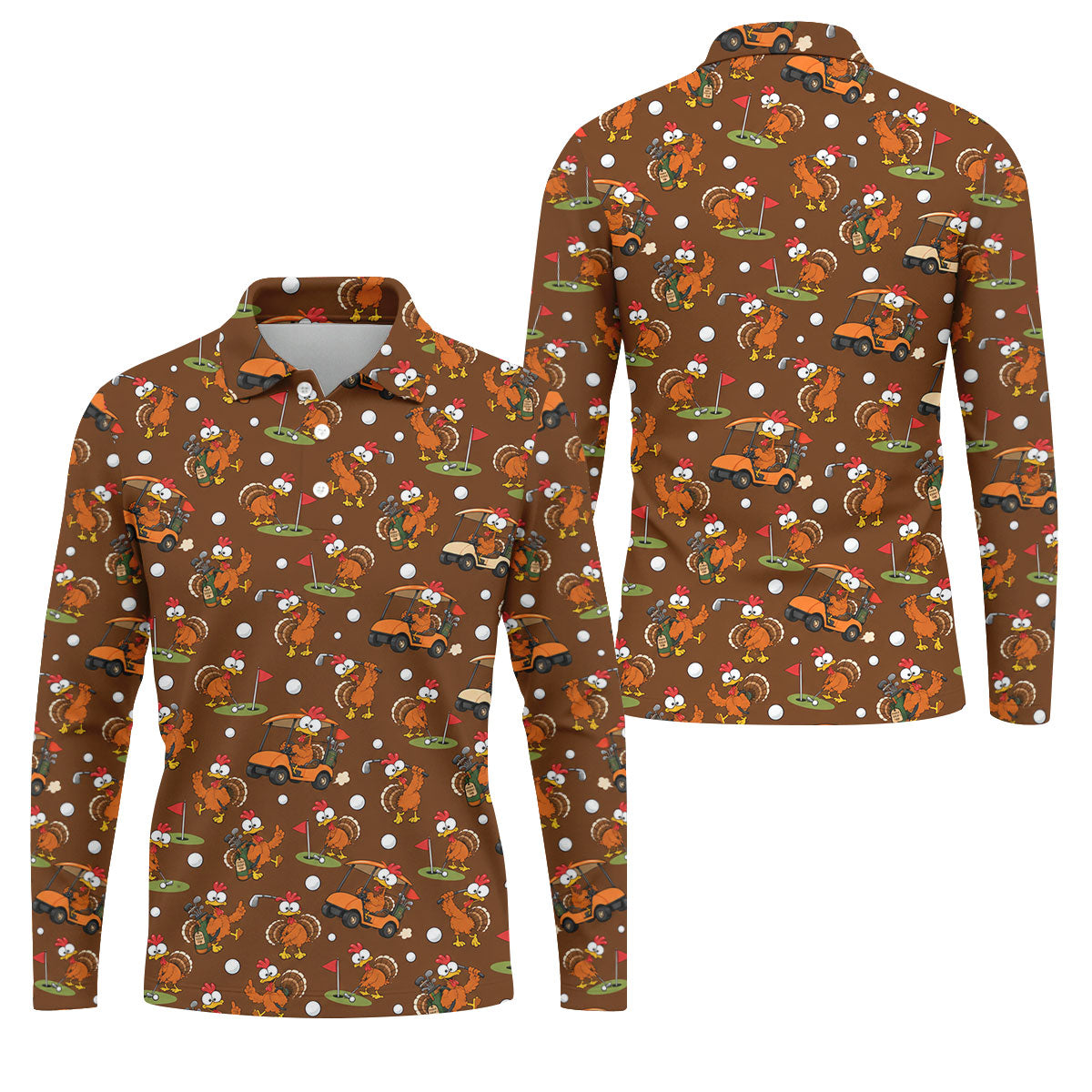 Thanksgiving Turkey Golf Cart Golf Polo Shirt, Mens Golf Polo, Funny Mens Golf Shirts