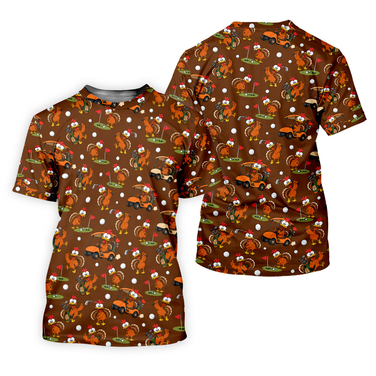 Thanksgiving Turkey Golf Cart Golf Polo Shirt, Womens Golf Tops, Golf Shirts For Women