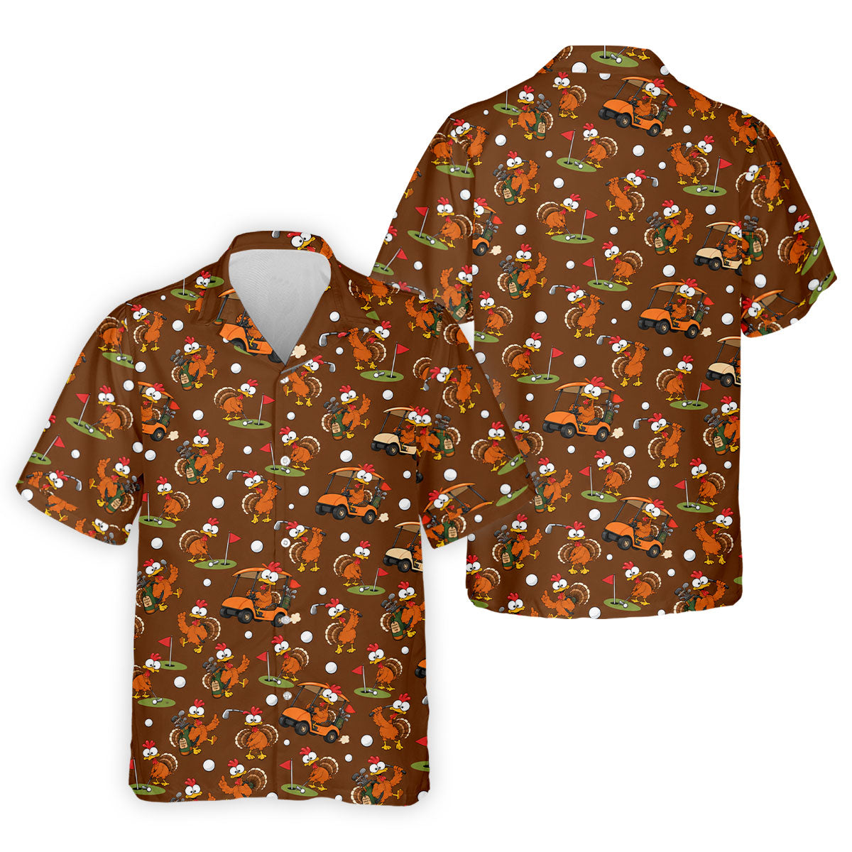 Thanksgiving Turkey Golf Cart Golf Polo Shirt, Mens Golf Polo, Funny Mens Golf Shirts