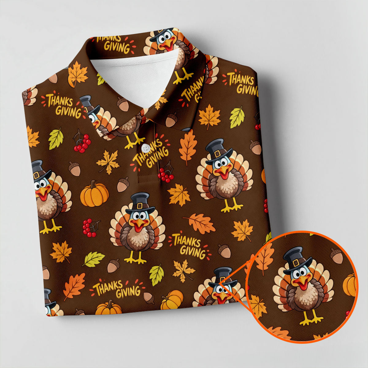 Thanksgiving Turkey Golf Polo Shirt, Mens Golf Polo Shirt, Golf Shirts For Men