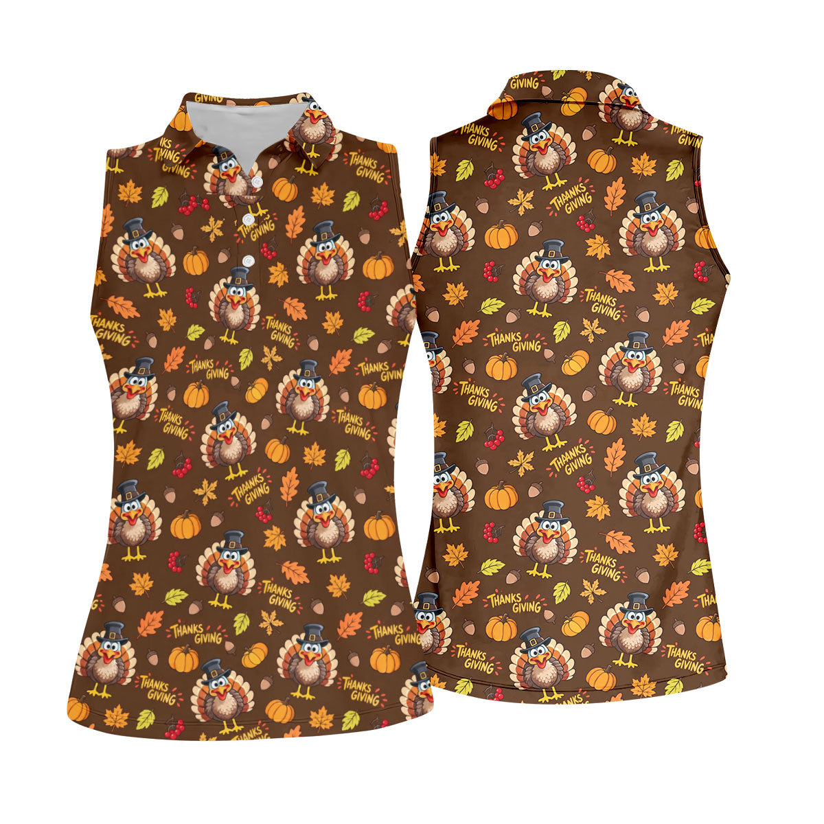 Thanksgiving Turkey Golf Polo Shirt, Womens Golf Tops, Ladies Golf Shirts