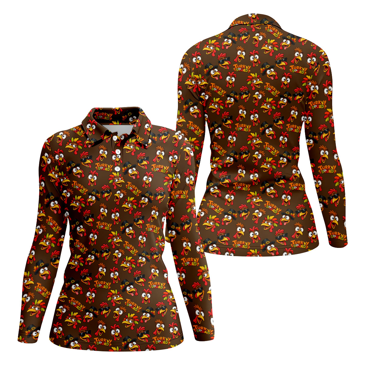 Thanksgiving Turkey Squad Golf Shirt, Womens Golf Apparel, Golf Shirts For Women