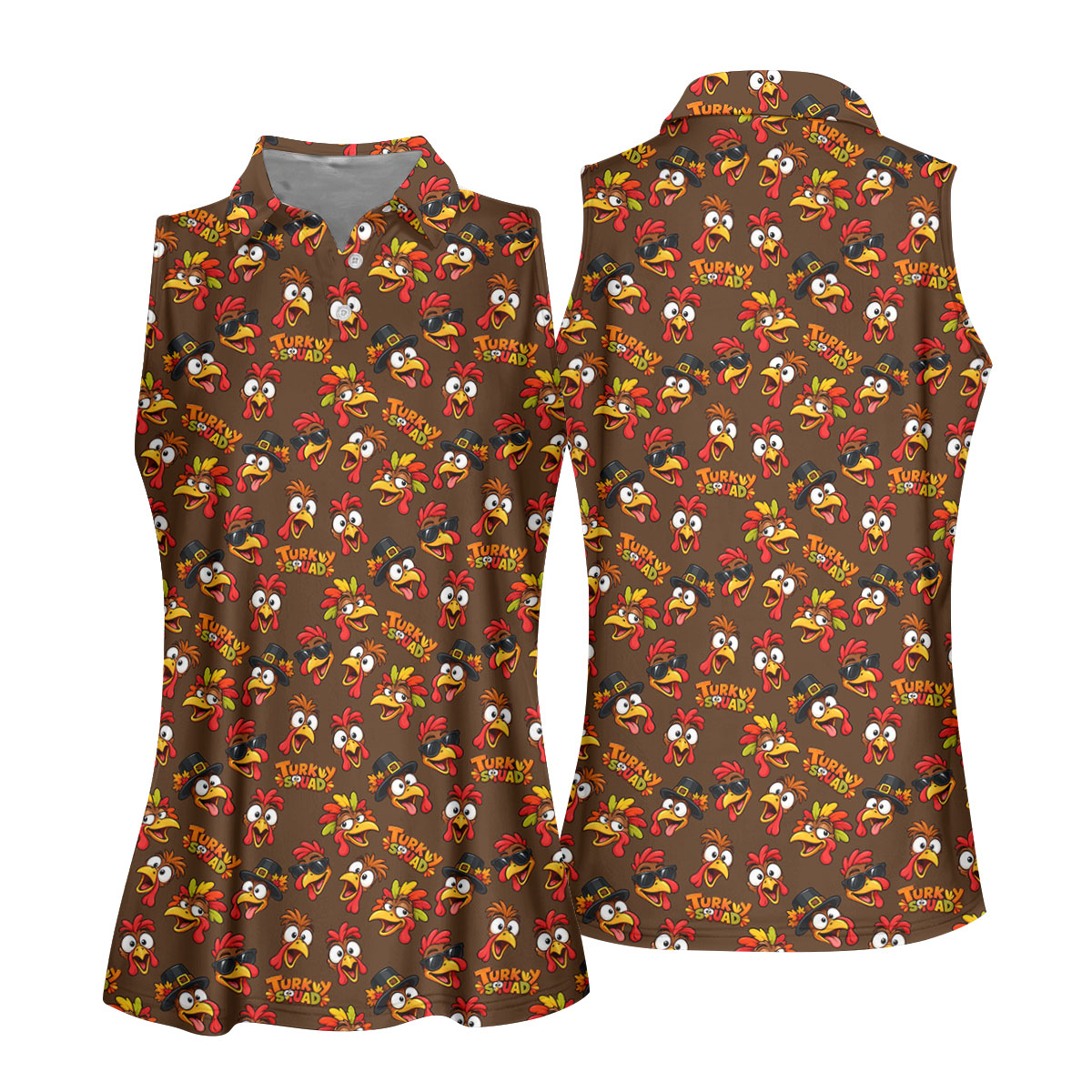 Thanksgiving Turkey Squad Golf Shirt, Womens Golf Apparel, Golf Shirts For Women