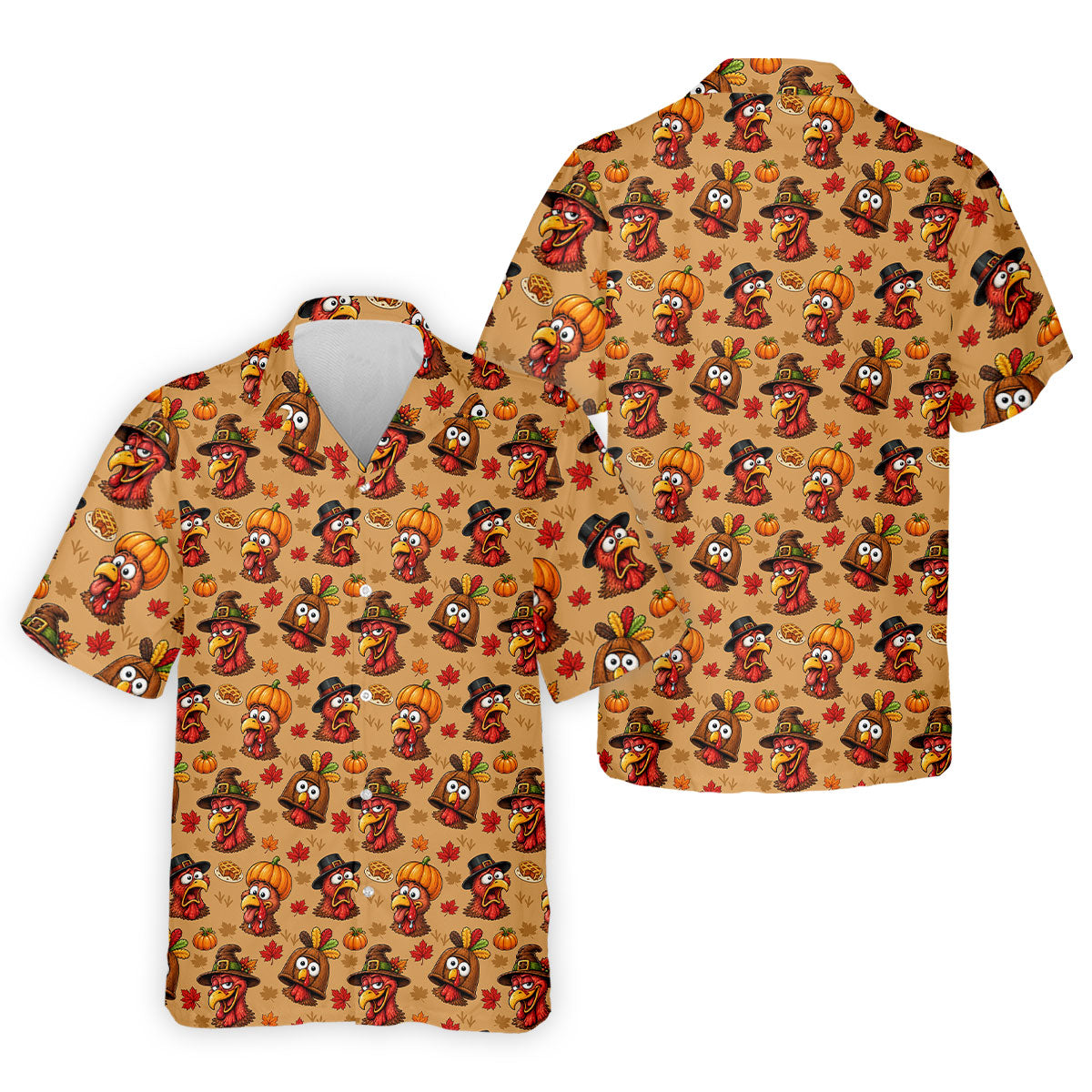 Funny Turkey Thanksgiving Pumpkin Golf Shirt, Mens Golf Polo, Mens Golf Shirts