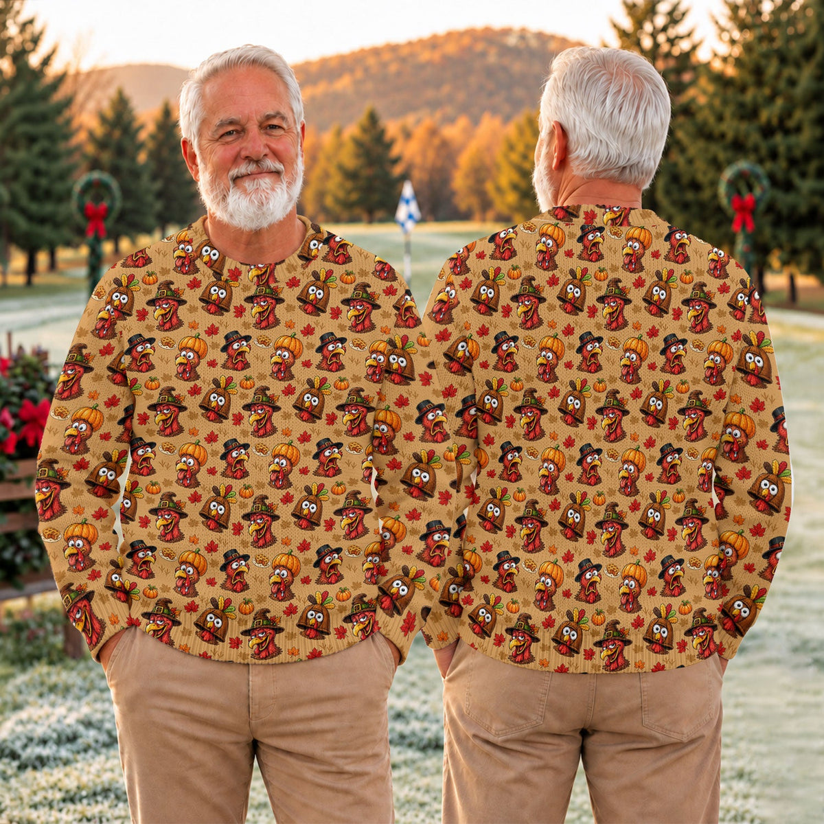 Ugly Christmas Sweater Thanksgiving Pilgrim Turkey, Funny Xmas Gift, Christmas Gifts