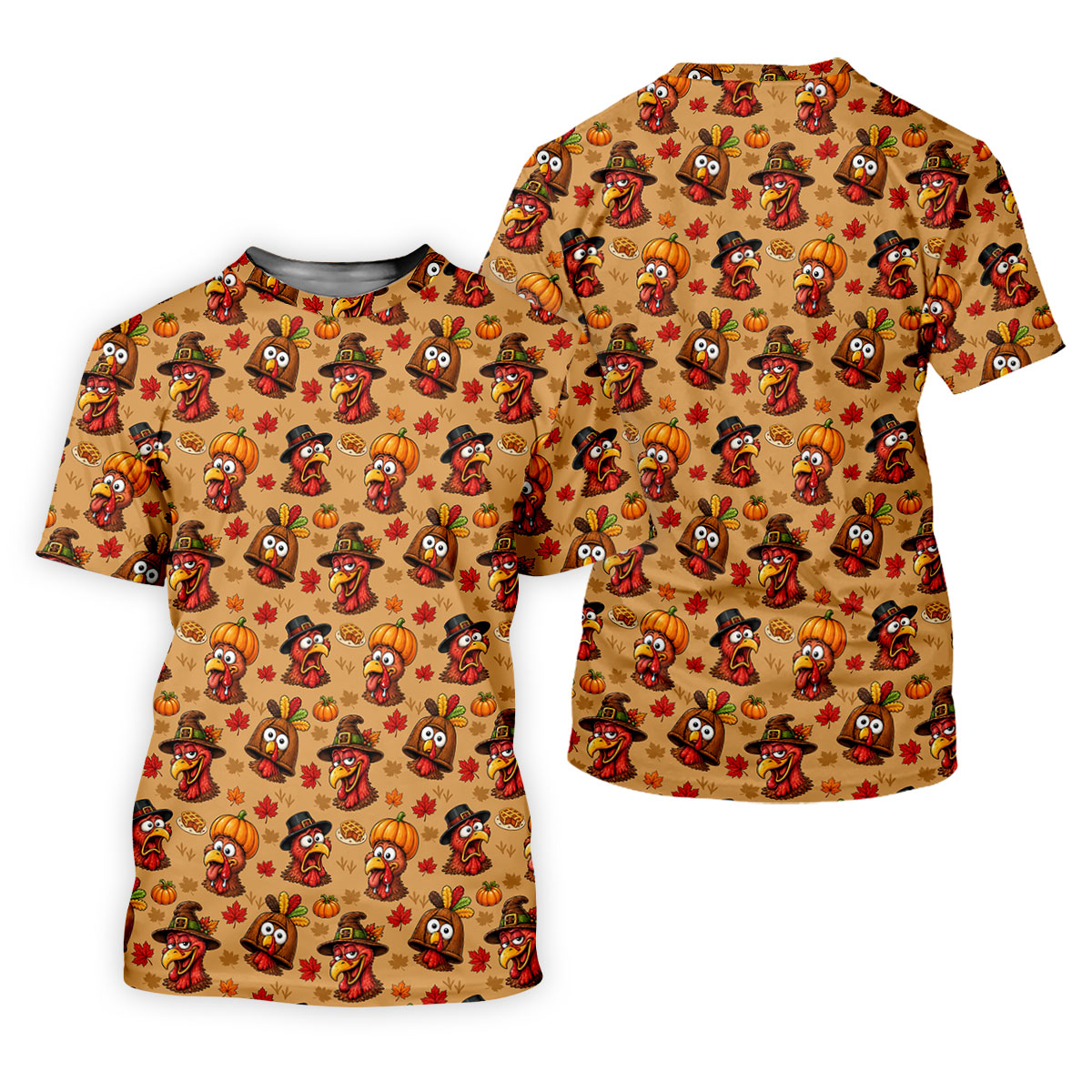 Funny Turkey Thanksgiving Pumpkin Golf Shirt, Mens Golf Polo, Mens Golf Shirts
