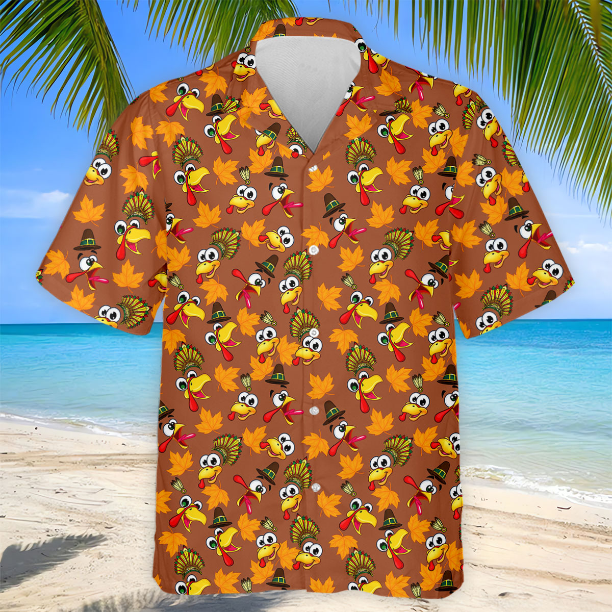 Thanksgiving Turkey Leaves Golf Shirt, Golf Shirts For Men, Funny Mens Golf Shirts