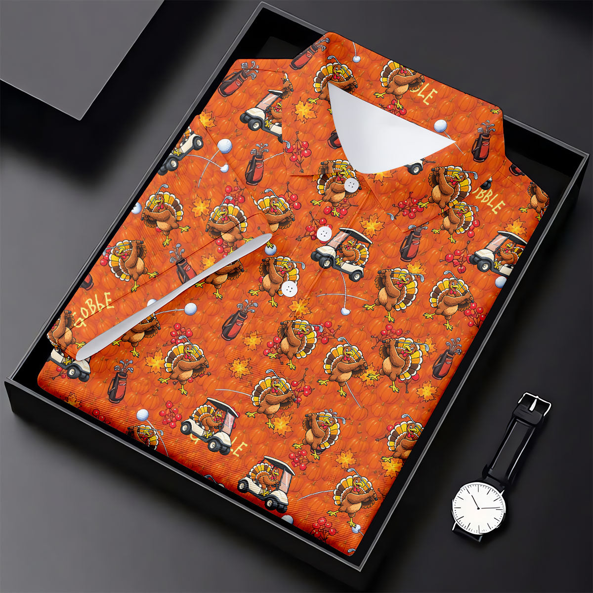 Thanksgiving Cartoon Turkey Golf Shirt, Ladies Golf Shirts, Womens Golf Clothing