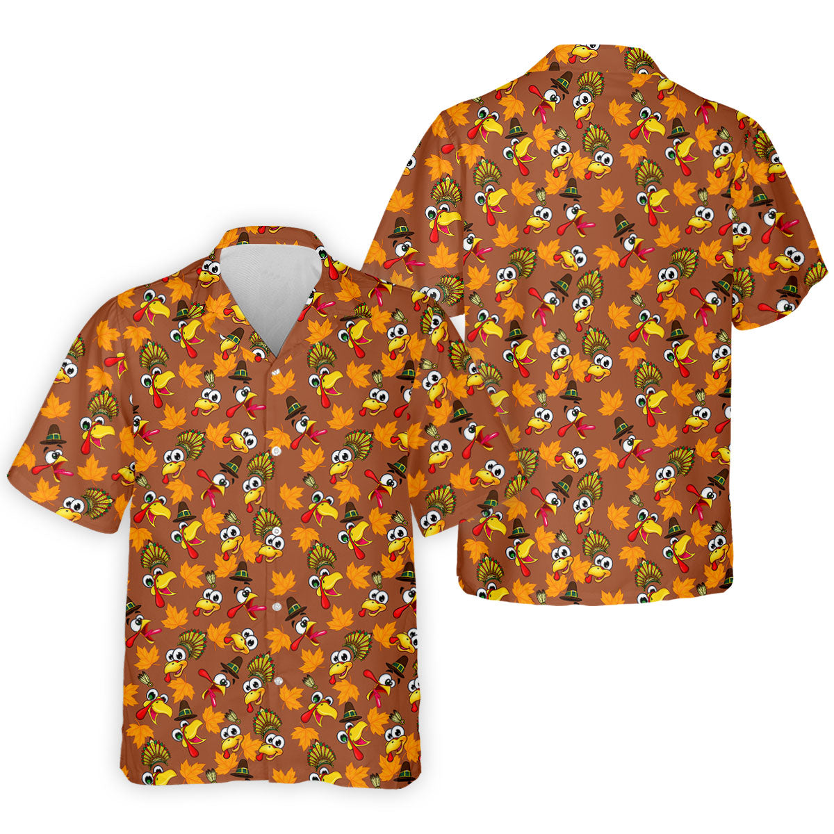 Thanksgiving Turkey Leaves Golf Shirt, Golf Shirts For Men, Funny Mens Golf Shirts