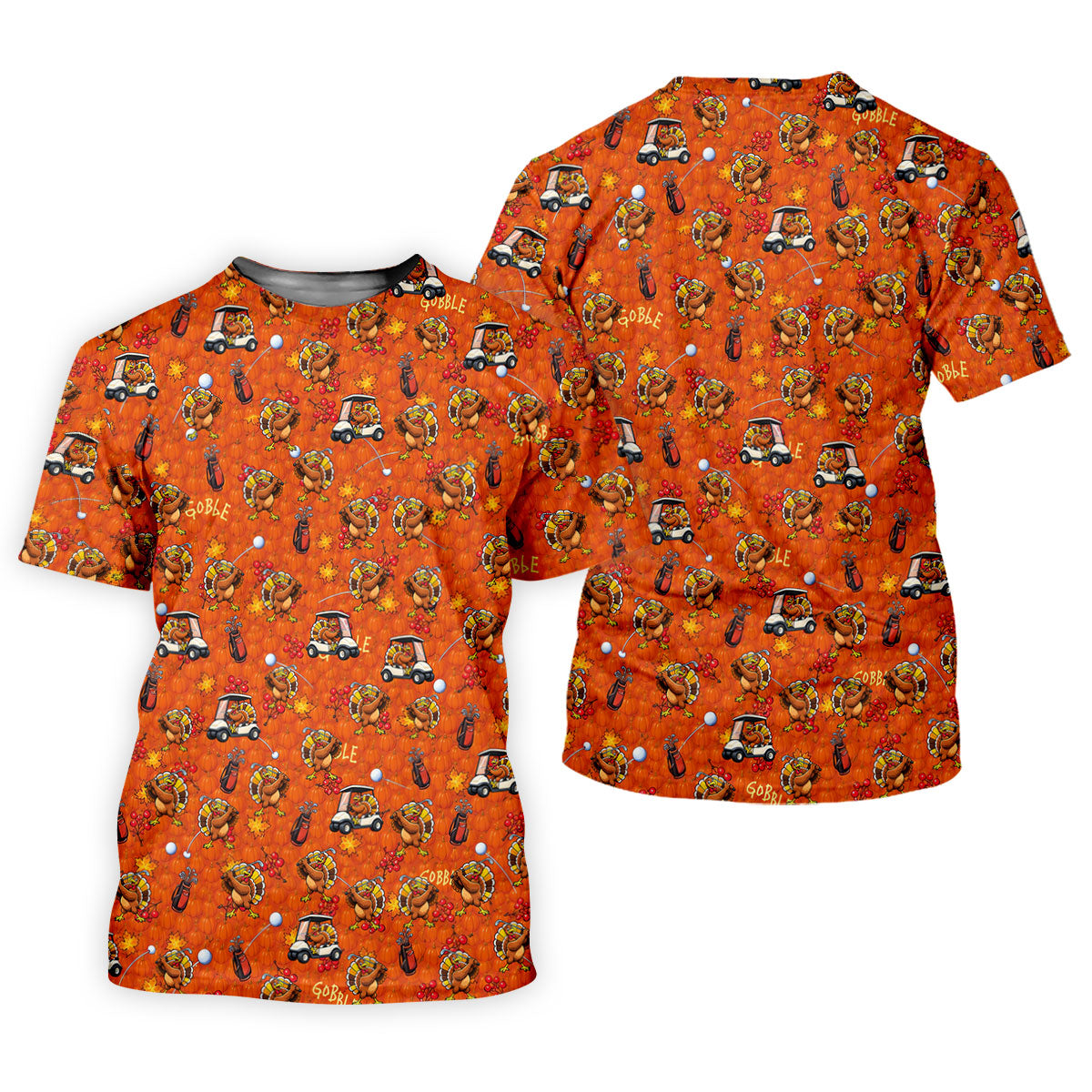 Thanksgiving Cartoon Turkey Golf Shirt, Ladies Golf Shirts, Womens Golf Clothing