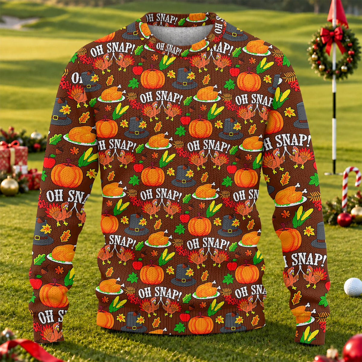 Ugly Christmas Sweater Thanksgiving Oh Snap, Ugly Sweater Party, Christmas Golf Gift