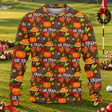 Ugly Christmas Sweater Thanksgiving Oh Snap, Ugly Sweater Party, Christmas Golf Gift
