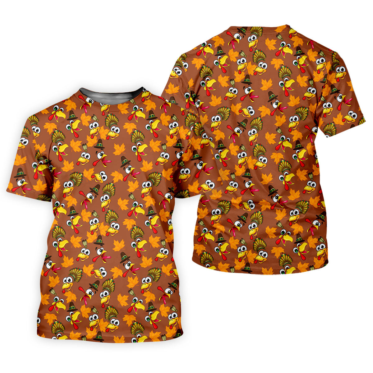 Thanksgiving Turkey Leaves Golf Shirt, Golf Shirts For Men, Funny Mens Golf Shirts