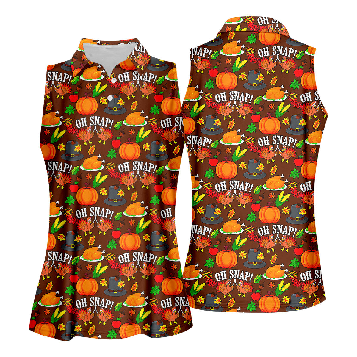 Thanksgiving Oh Snap Pumpkin Golf Shirt, Ladies Golf Shirts, Womens Golf Apparel