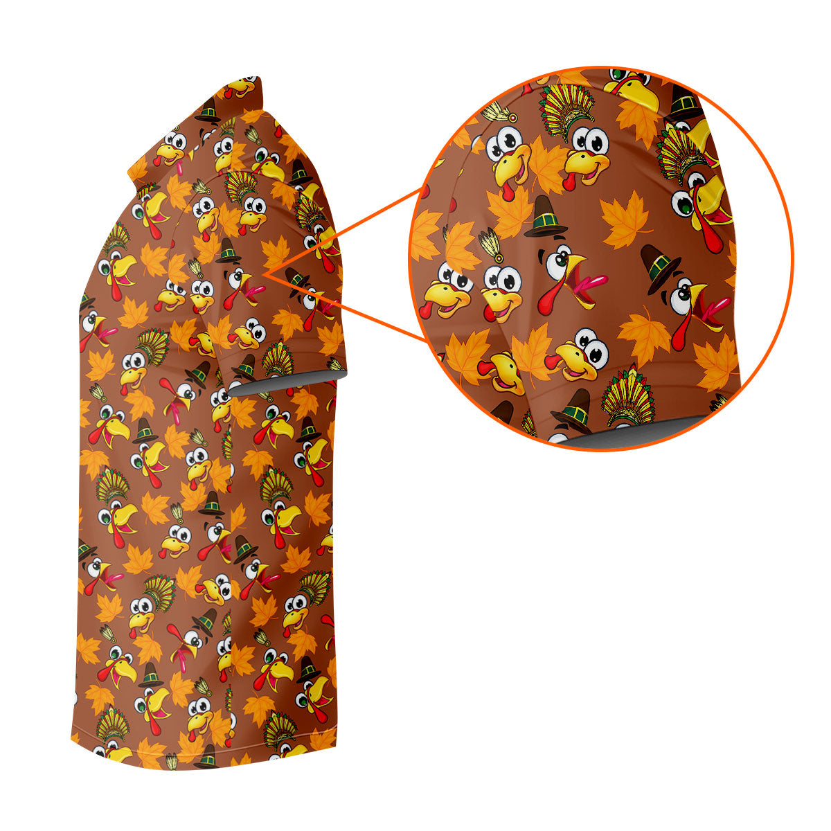 Thanksgiving Turkey Leaves Golf Shirt, Golf Shirts For Men, Funny Mens Golf Shirts
