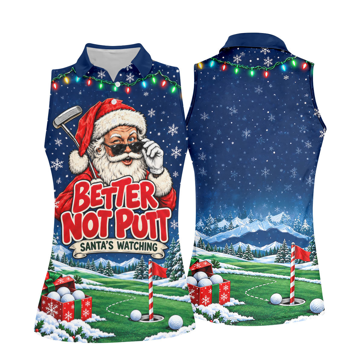 Better Not Putt Santa Christmas Golf Shirt, Womens Golf Tops, Ladies Golf Apparel