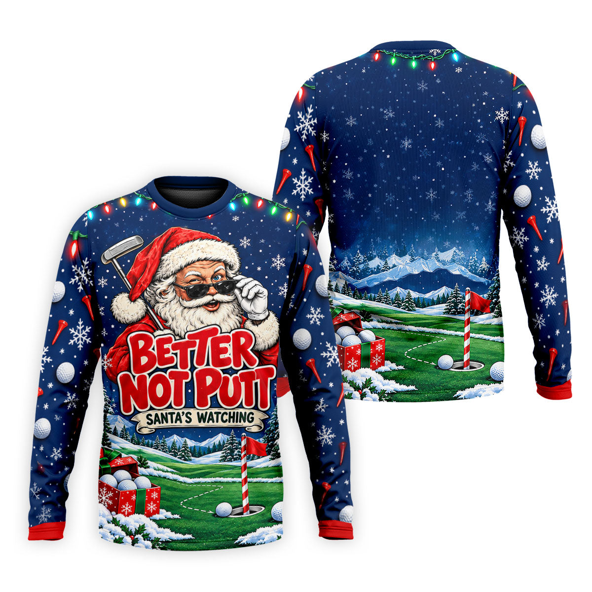 Better Not Putt Santa Christmas Golf Shirt, Golf Shirts For Men, Mens Golf Apparel