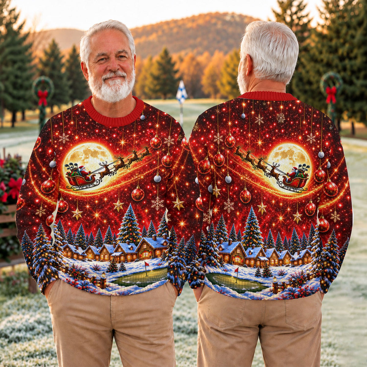 Ugly Christmas Sweater Santa Sleigh Comet, Ugly Sweater Party, Funny Holiday Sweater