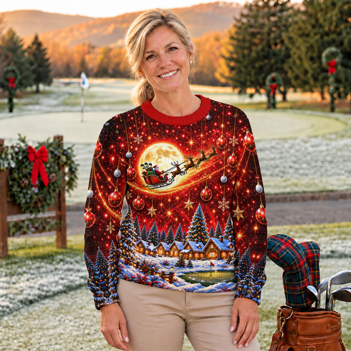 Ugly Christmas Sweater Santa Sleigh Comet, Ugly Sweater Party, Funny Holiday Sweater