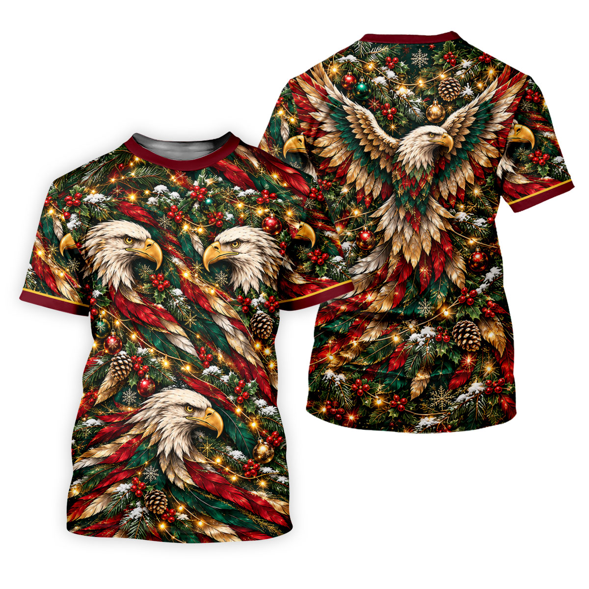Funny Eagle Pattern Christmas Golf Shirt, Womens Golf Tops, Womens Golf Clothing