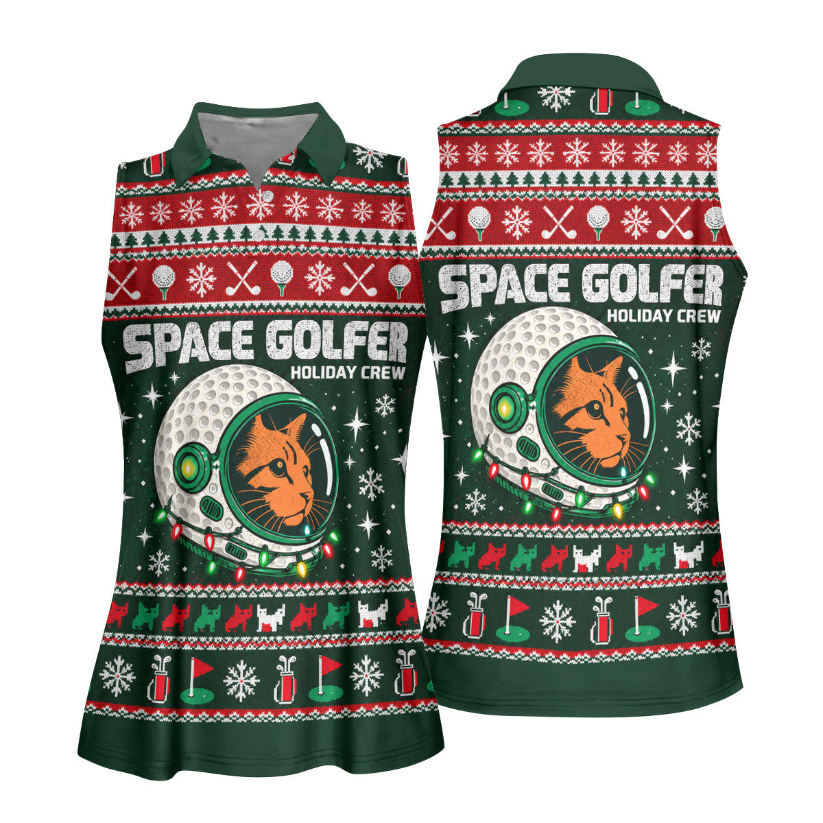 Funny Space Golfer Christmas Golf Shirt, Ladies Golf Shirts, Womens Golf Clothing
