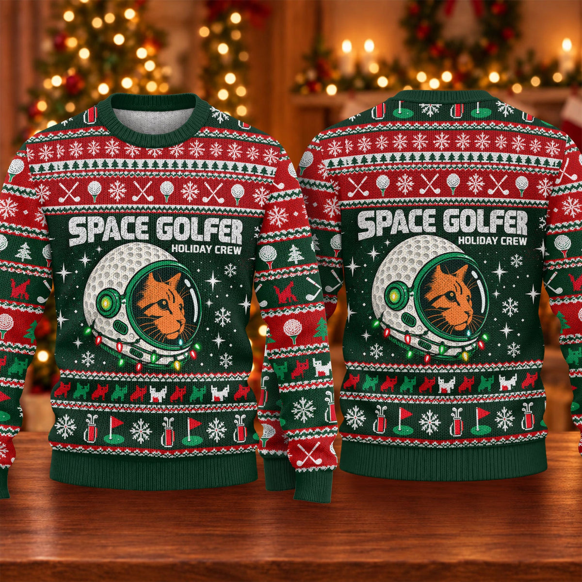 Ugly Christmas Sweater Space Golfer, Christmas Golf Gift, Funny Christmas Outfit