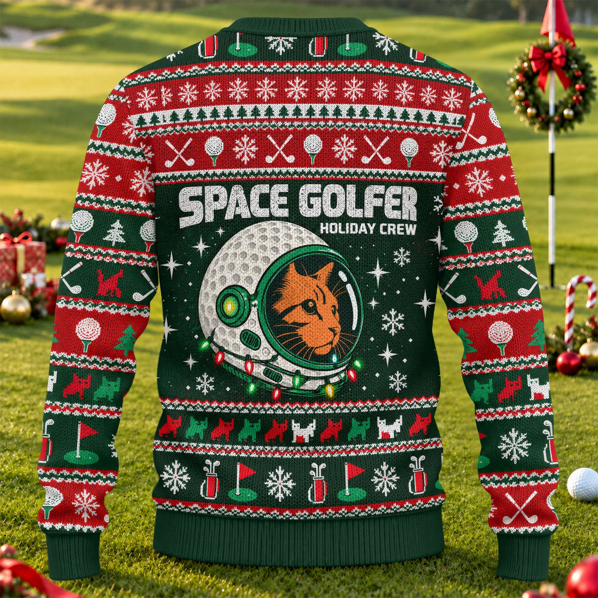 Ugly Christmas Sweater Space Golfer, Christmas Golf Gift, Funny Christmas Outfit