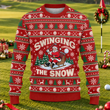 Ugly Christmas Sweater Swinging In The Snow, Ugly Sweater Party, Golf Lover Gifts