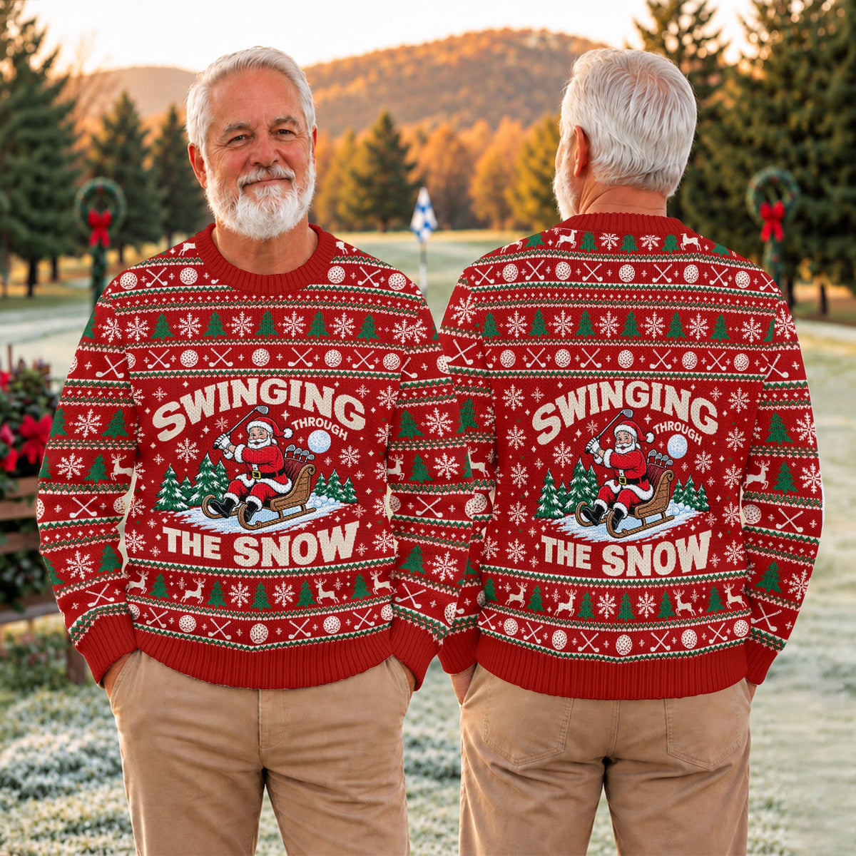 Ugly Christmas Sweater Swinging In The Snow, Ugly Sweater Party, Golf Lover Gifts