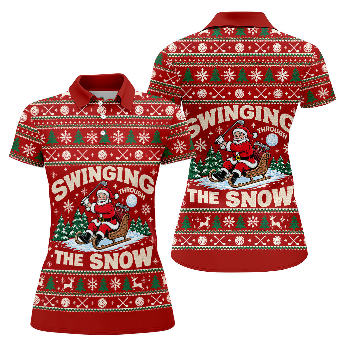 Swinging In The Snow Christmas Golf Shirt, Womens Golf Tops, Womens Golf Apparel