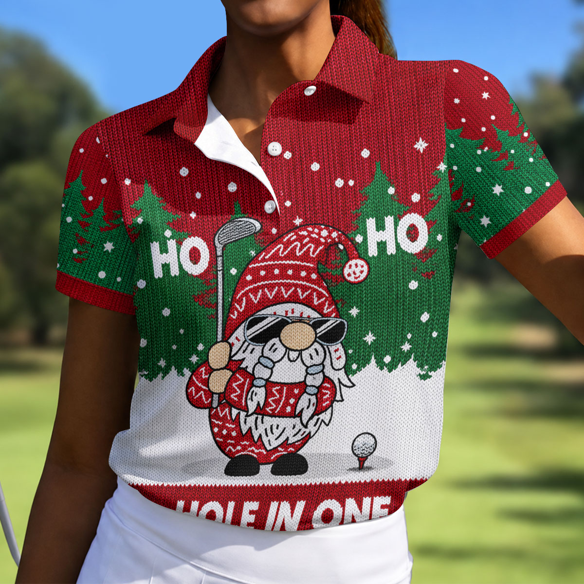 Ho Ho Ho Hole In One Christmas Golf Shirt, Womens Golf Tops, Golf Gifts For Women