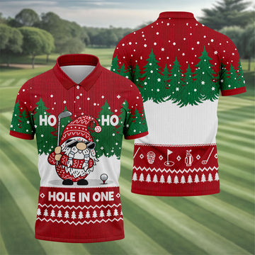 Ho Ho Ho Hole In One Christmas Golf Shirt, Golf Shirts For Men, Mens Golf Shirts
