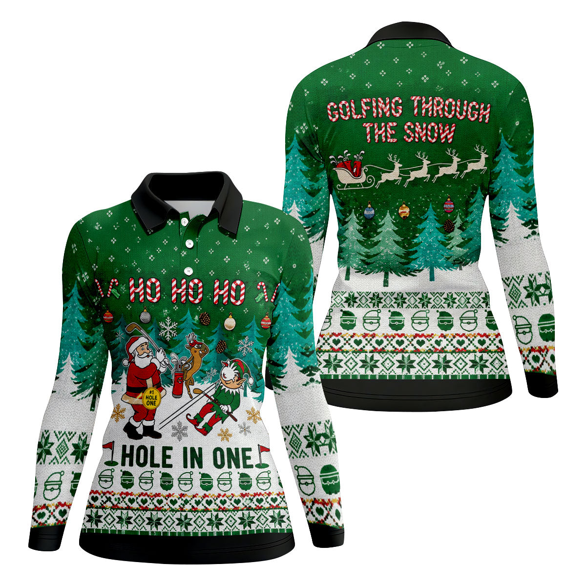 Santa Hole In One Christmas Golf Shirt, Ladies Golf Shirts, Golf Gifts For Women