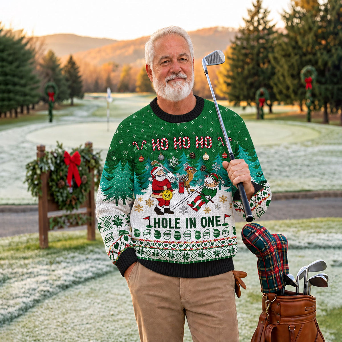 Ugly Christmas Sweater Santa Hole In One, Ugly Sweater Party, Christmas Sweater Gift