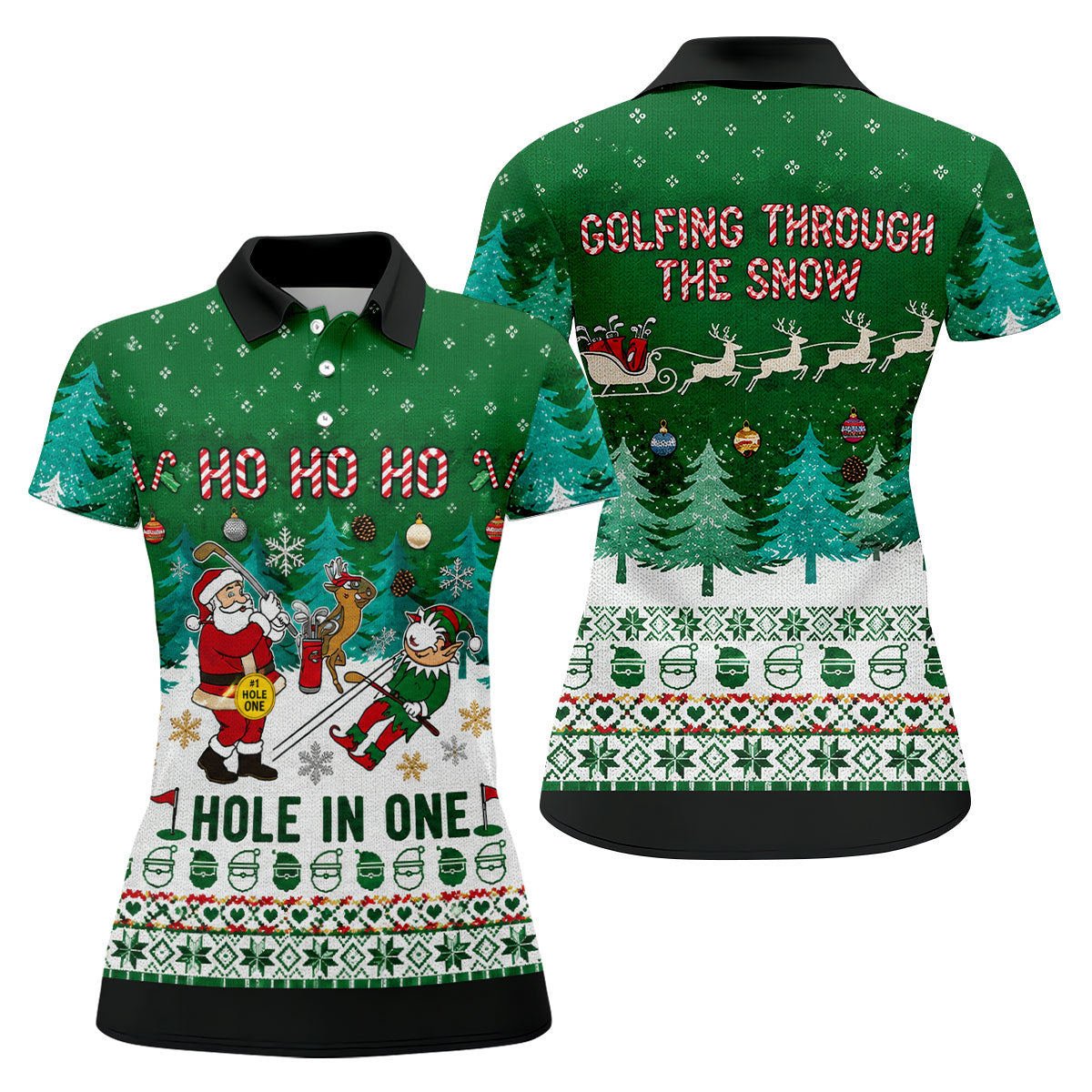 Santa Hole In One Christmas Golf Shirt, Ladies Golf Shirts, Golf Gifts For Women