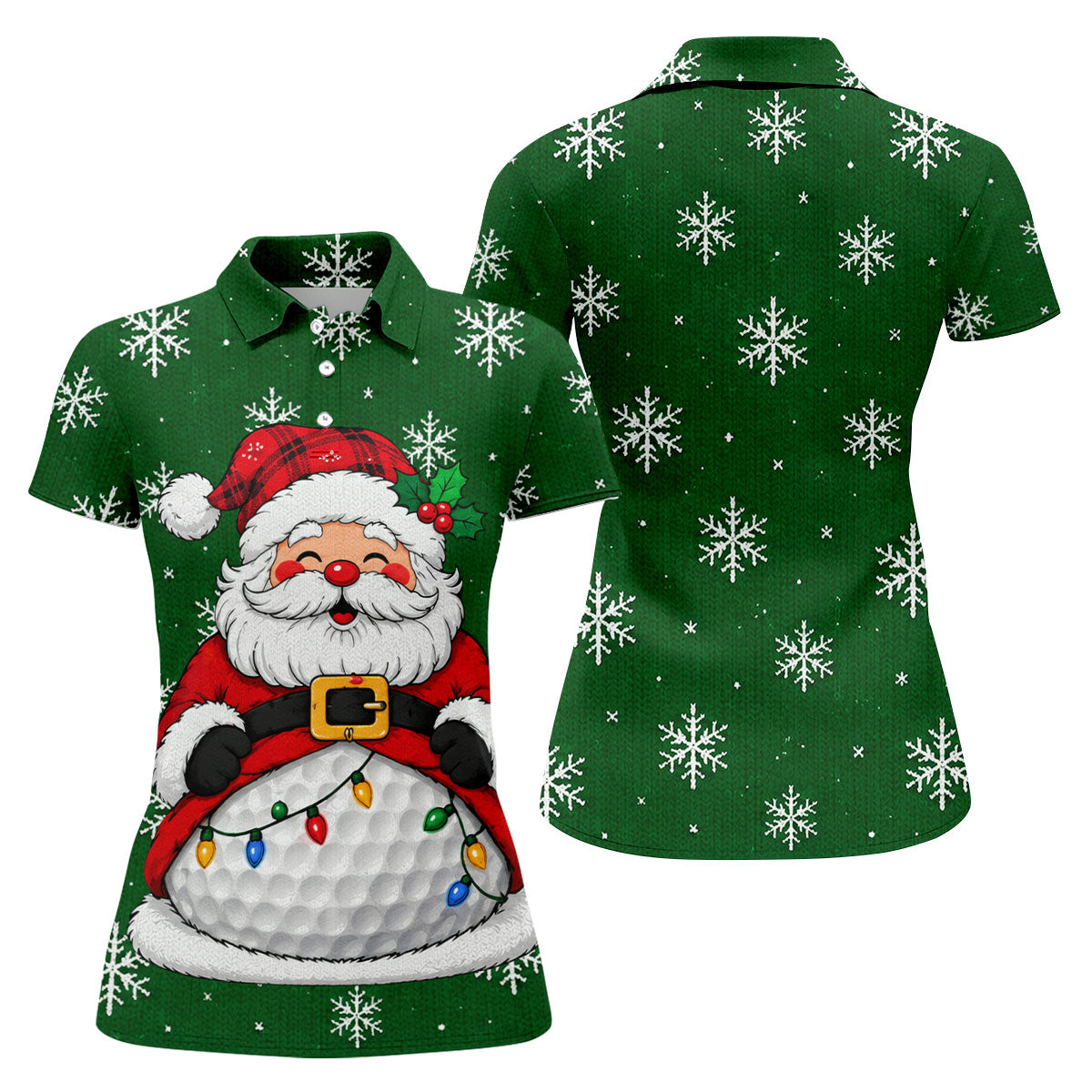 Santa Golf Ball Snowman Christmas Golf Shirt, Womens Golf Tops, Ladies Golf Shirts