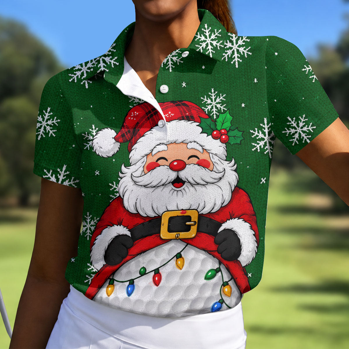 Santa Golf Ball Snowman Christmas Golf Shirt, Womens Golf Tops, Ladies Golf Shirts
