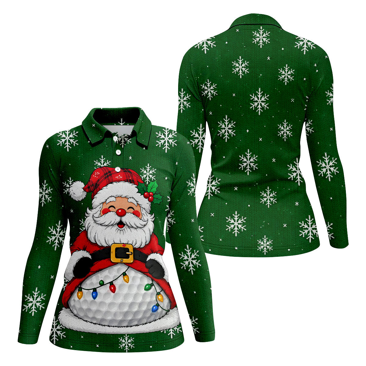 Santa Golf Ball Snowman Christmas Golf Shirt, Womens Golf Tops, Ladies Golf Shirts