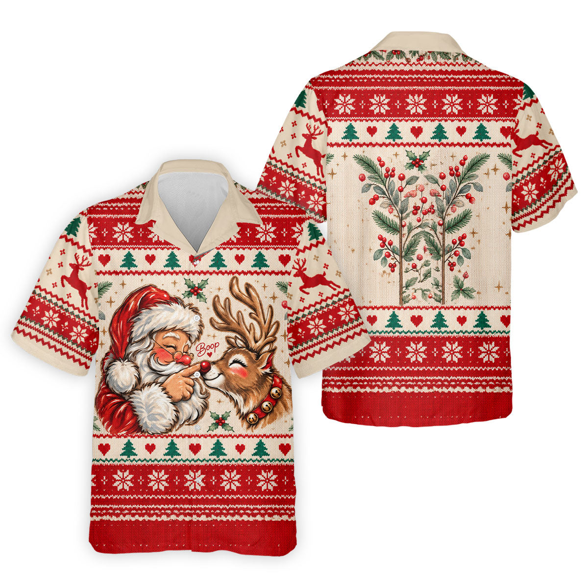 Santa Reindeer Christmas Golf Shirt, Mens Golf Apparel, Mens Holiday Golf Shirts