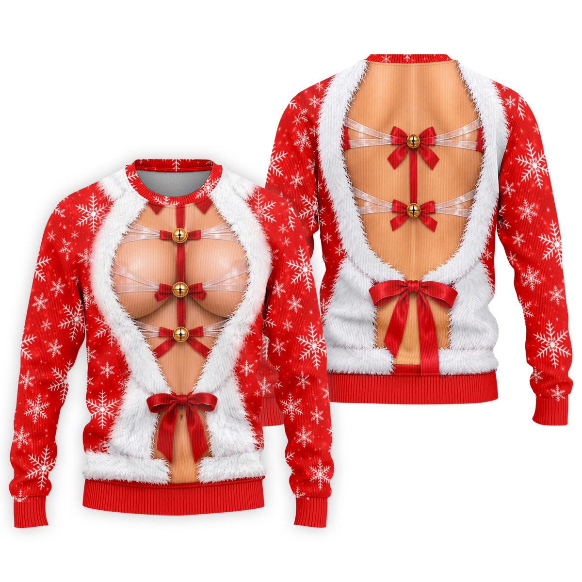 Ribbon Bells Busty Santa Christmas Golf Shirt, Mens Golf Polo, Funny Mens Golf Shirts