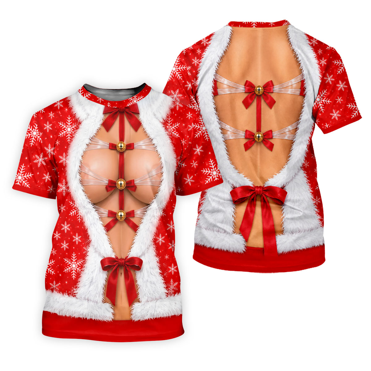 Ribbon Bells Busty Santa Christmas Golf Shirt, Mens Golf Polo, Funny Mens Golf Shirts
