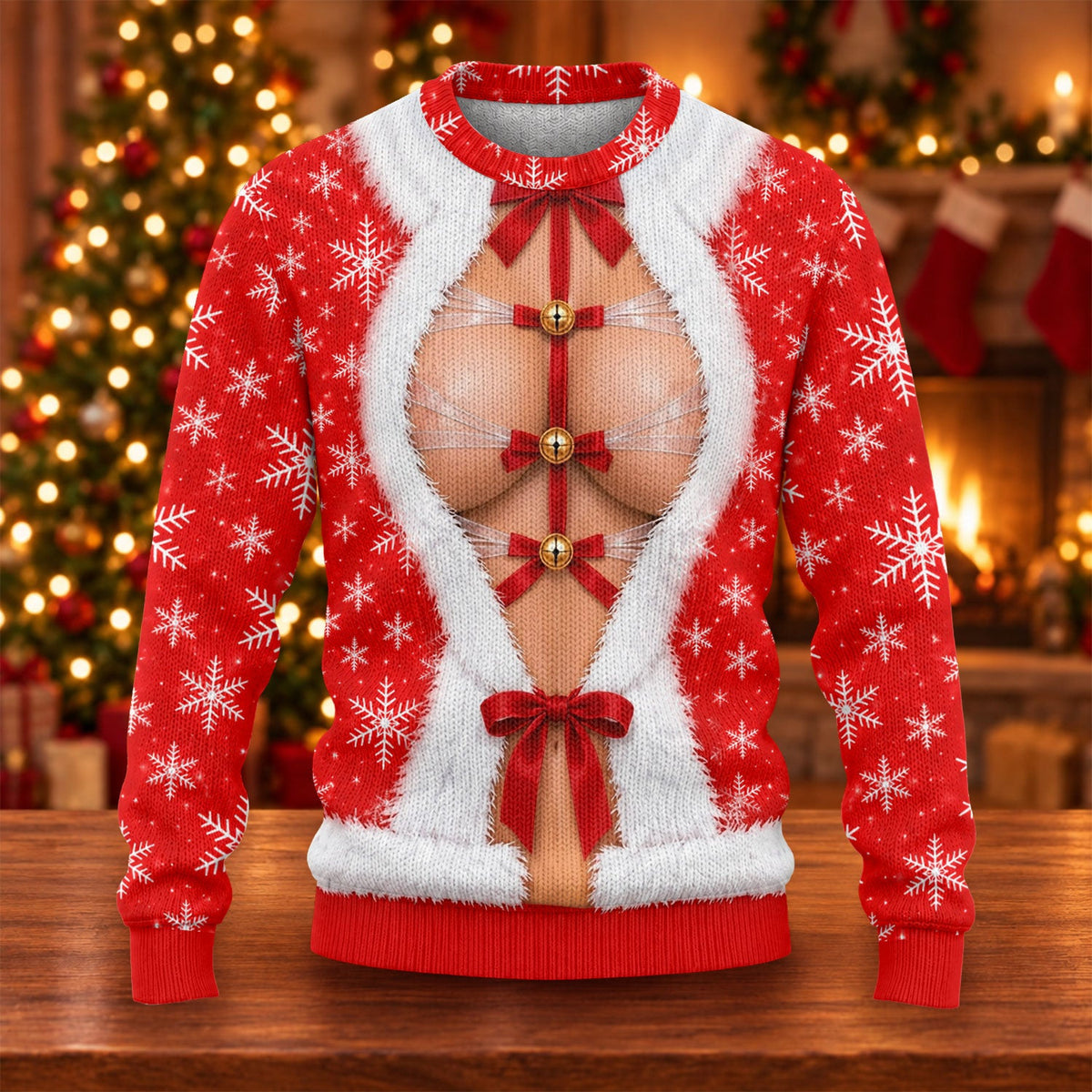 Ribbon Bells Busty Santa Ugly Christmas Sweater, Ugly Sweater Party, Golf Lover Gifts