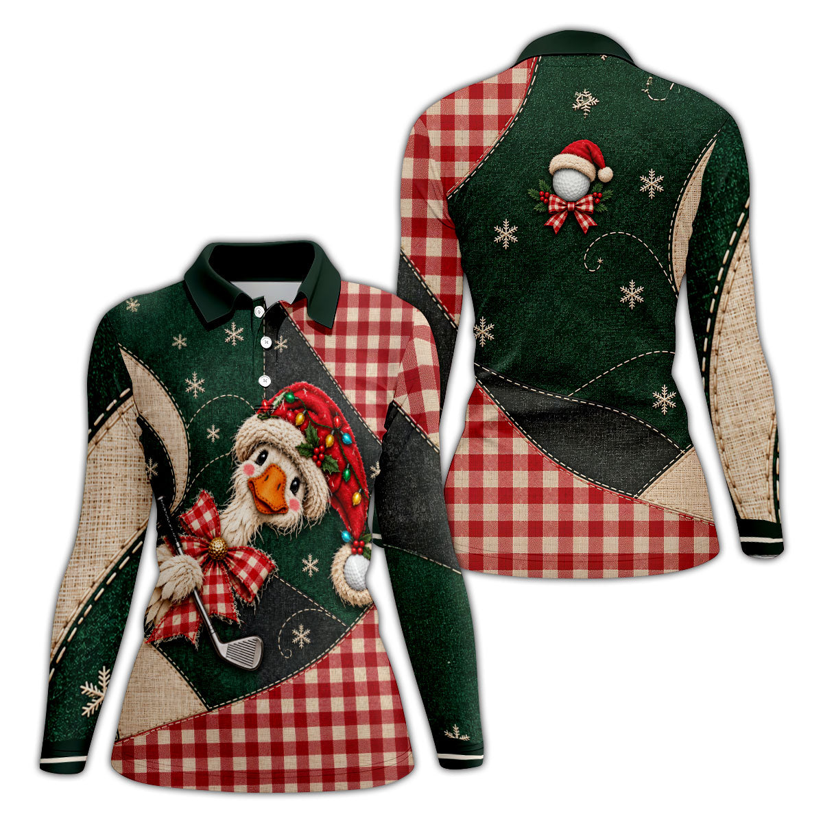 Santa Hat Goose Golfer Christmas Golf Shirt, Golf Gifts For Women, Womens Golf Shirts