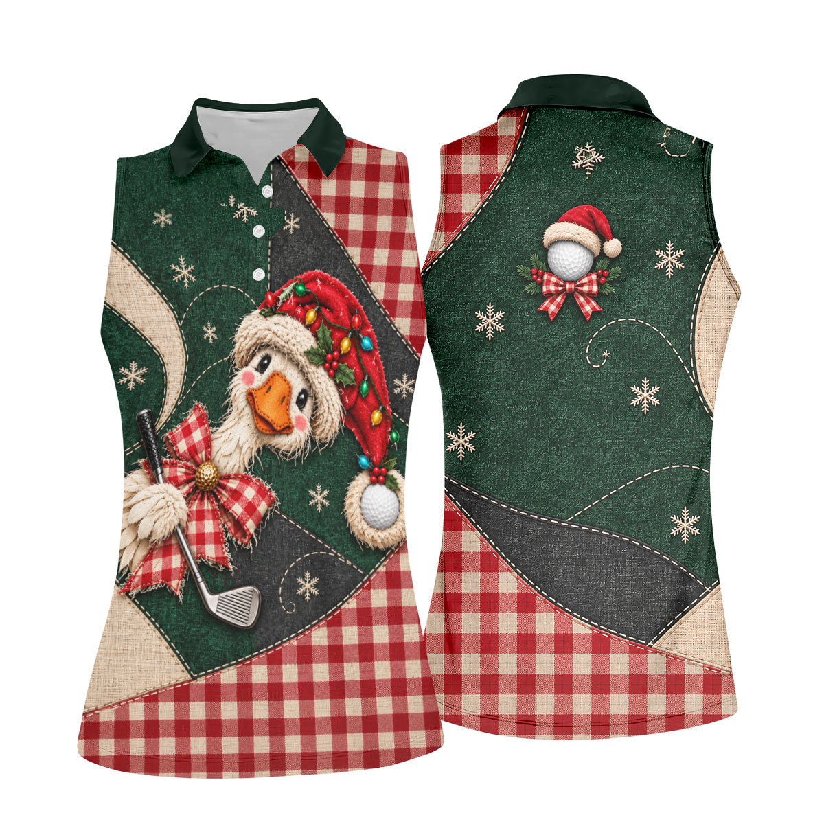 Santa Hat Goose Golfer Christmas Golf Shirt, Golf Gifts For Women, Womens Golf Shirts