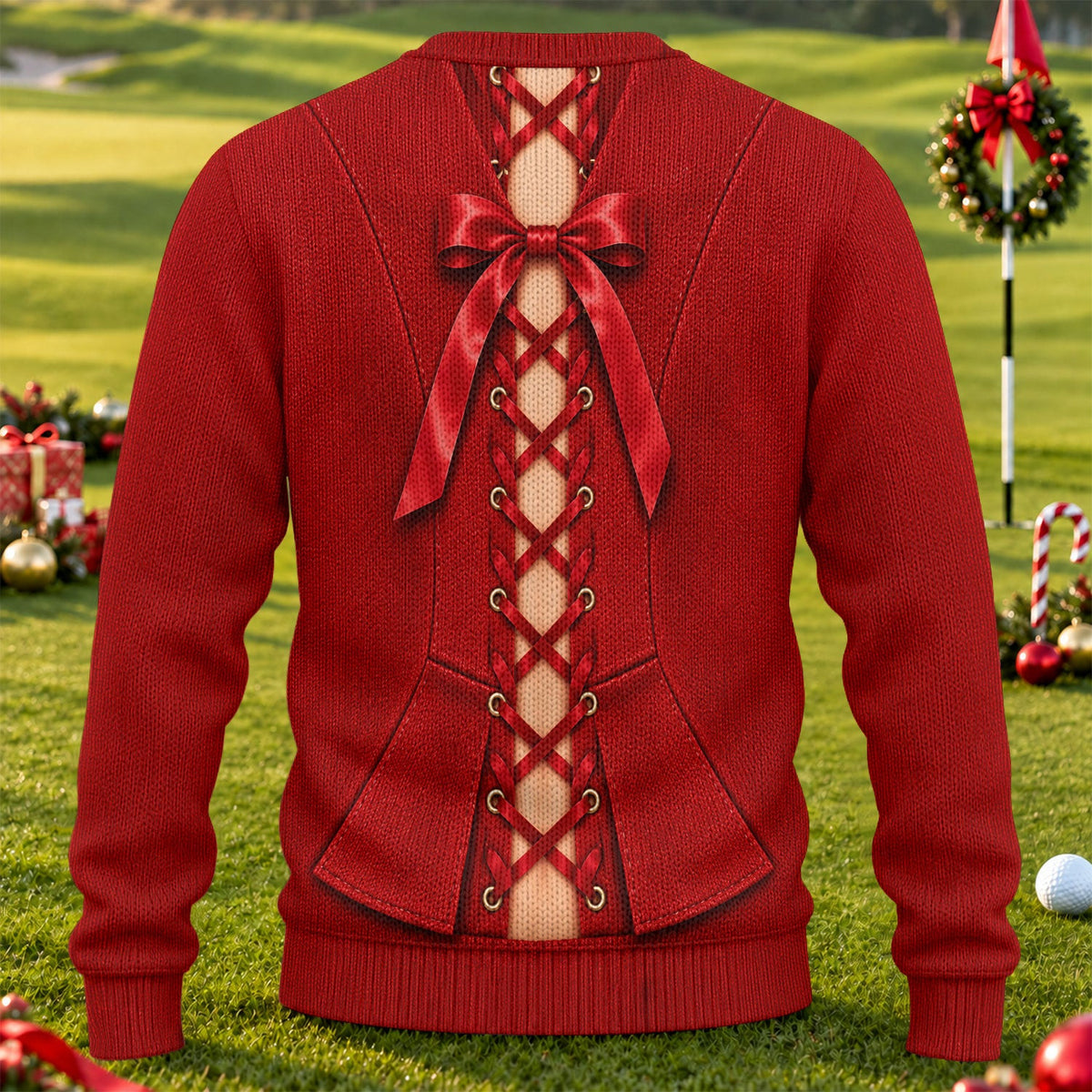Plaid Bra Santa Suit Ugly Christmas Sweater, Christmas Golf Gift, Ugly Sweater Party