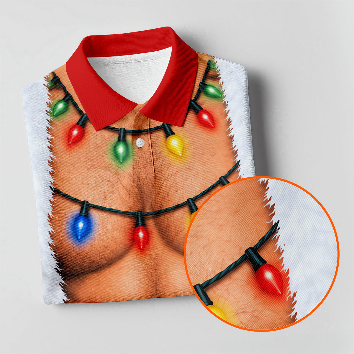 Santa Abs Lights Candy Cane Christmas Golf Shirt, Mens Golf Polo, Golf Shirts For Men