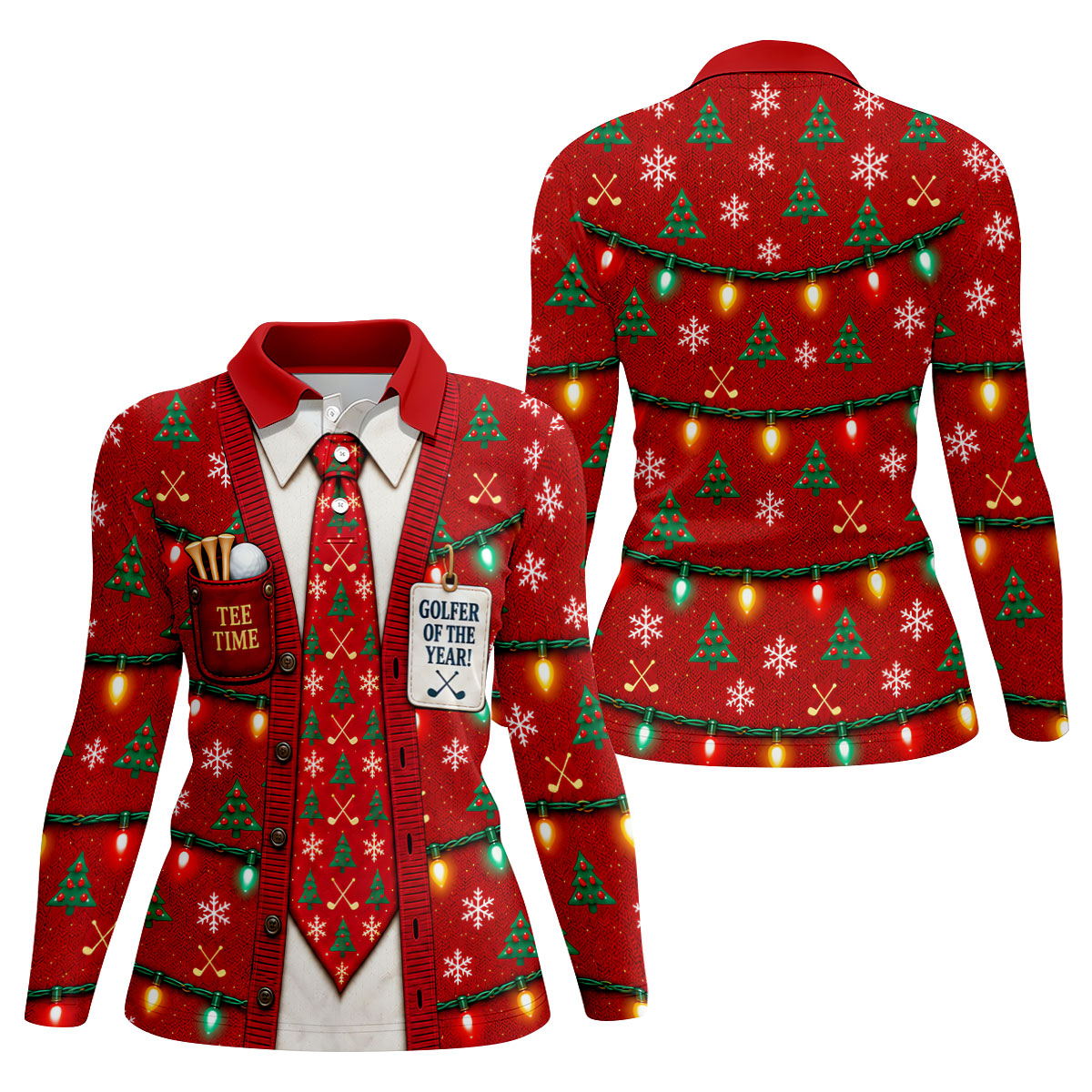 Golfer Of The Year Tie Christmas Golf Shirt, Womens Golf Apparel, Ladies Golf Apparel