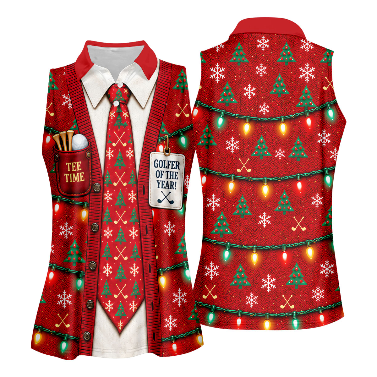 Golfer Of The Year Tie Christmas Golf Shirt, Womens Golf Apparel, Ladies Golf Apparel