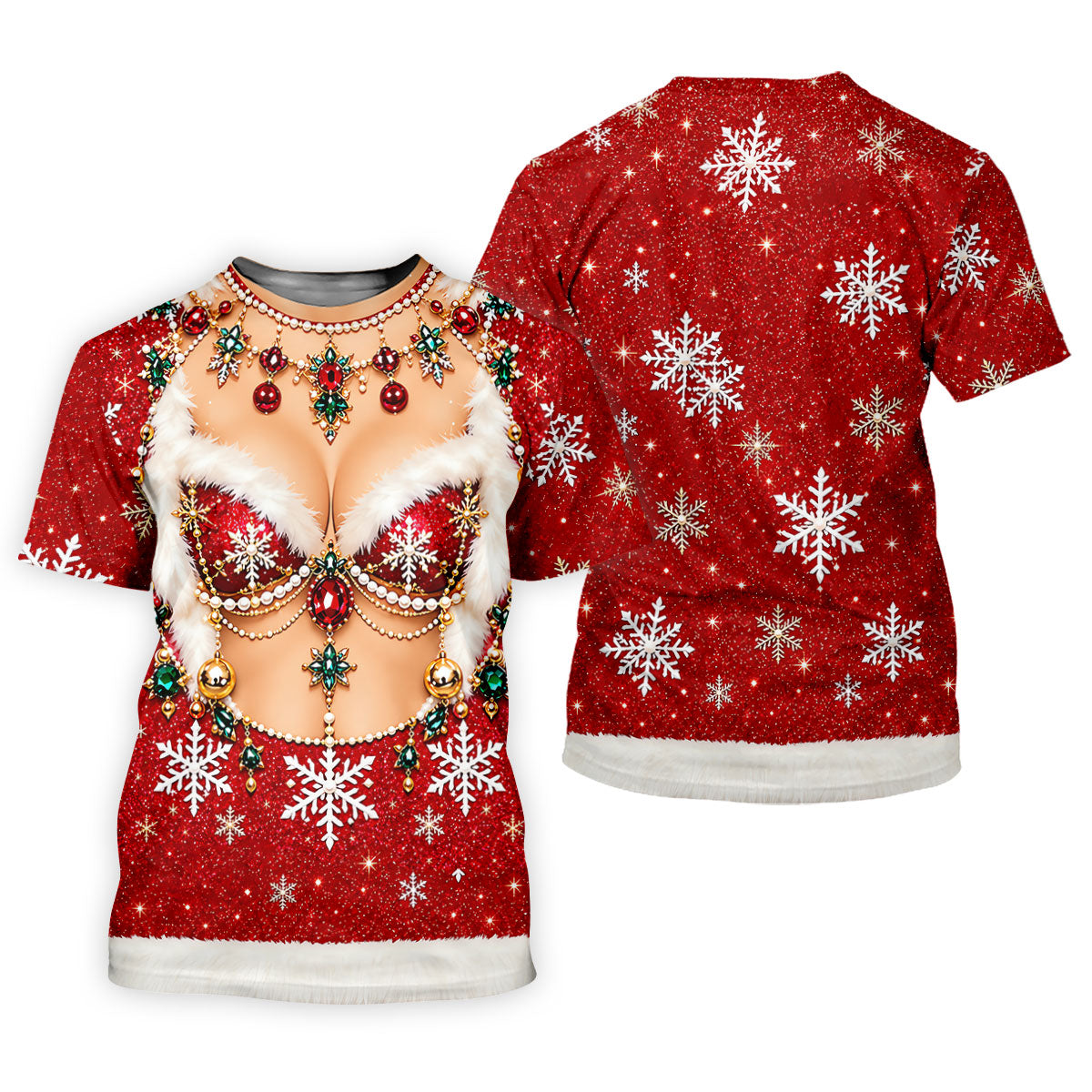 Jeweled Glitter Bra Christmas Golf Shirt, Golf Polo For Men, Mens Holiday Golf Shirts