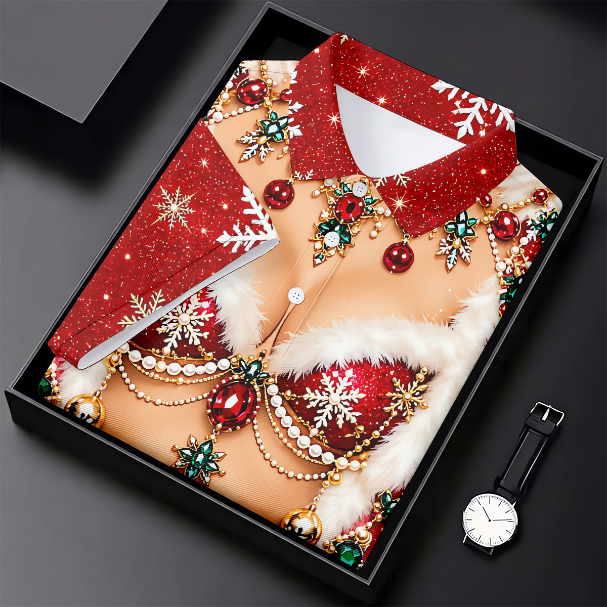 Jeweled Glitter Bra Christmas Golf Shirt, Womens Golf Apparel, Golf Shirts For Women